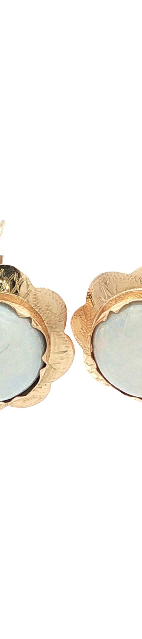 Vintage 14K Gold Drop Earrings with Opal